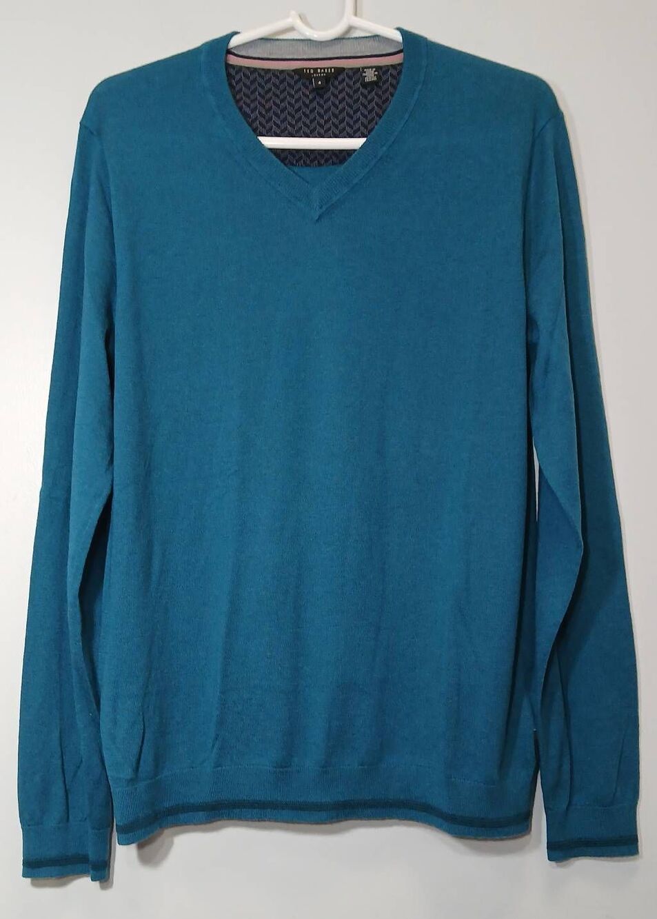 Ted baker mens medium silk cashmere wool sweater lightweight teal blue